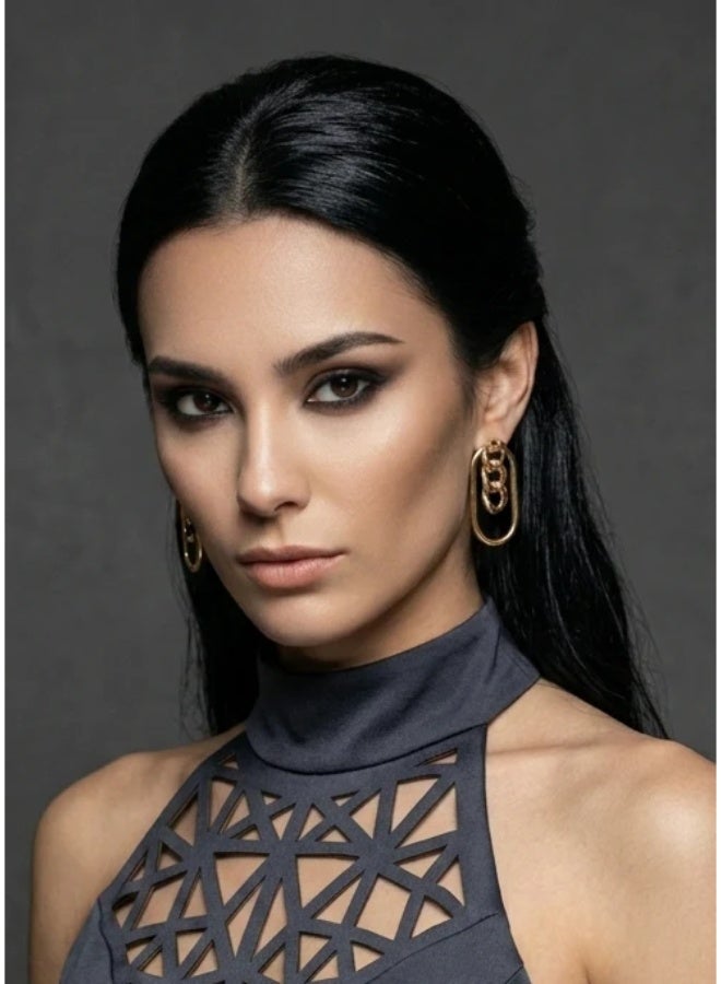 Bariq The Chain Frame Hoops - Tarnish Free - Image 4