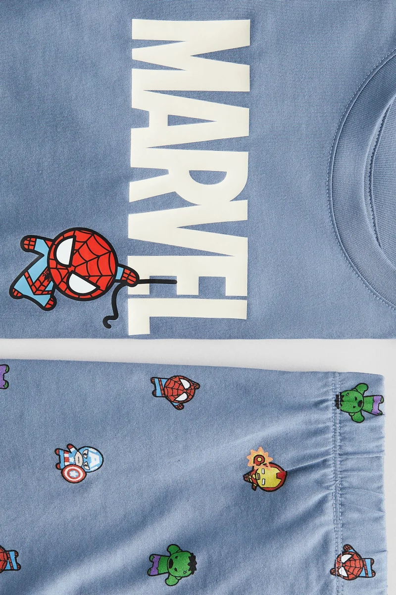 اتش اند ام بيجاما مطبوعة من نسيج الجيرسيه القطني