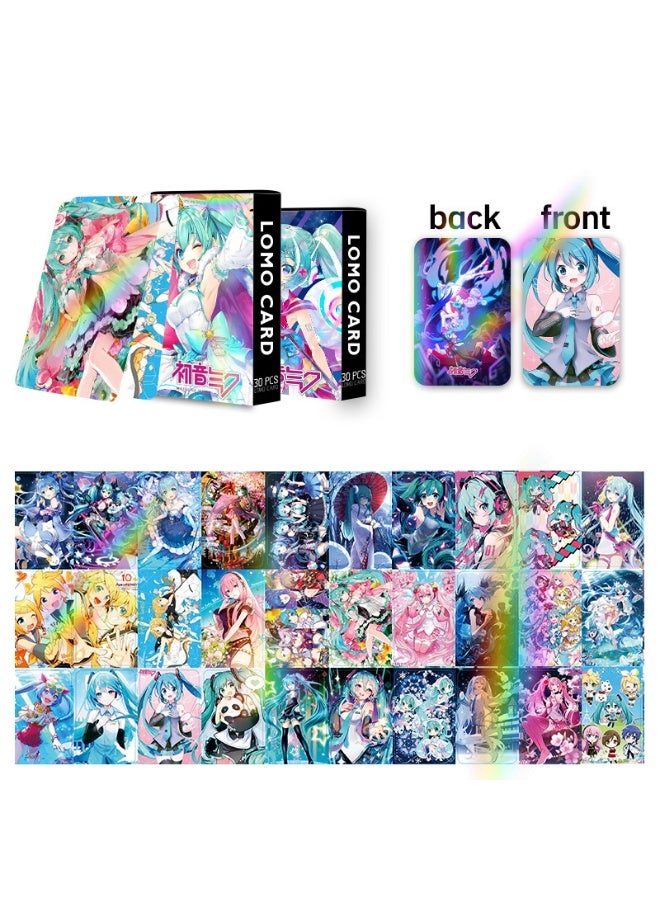 NIBEMINENT 30 Pcs Cartoon Hatsune Miku Double-sided Lomo Cards Card For Fans Collection Gifts - Image 3