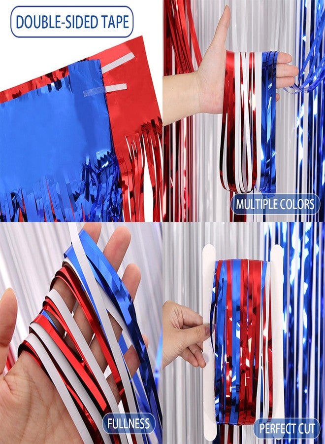 HipTree 100pcs 4th of July Patriotic Christmas Independence Labor Day Party Decoration Sets with Red White Blue Balloons,Paper Fans,USA Flag Pennant,Star Streamer,Pom Poms,Tinsel Backdrop for Party Decor - Image 5