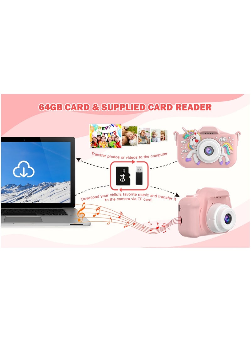 general Kids Camera for Girls, Kids Digital Camera with 32GB Card, 1080P HD Kids Video Camera for Kids Birthday Christmas Toy Gifts Selfie Childrens Camera for Toddler Age 3-12 Years Old - Image 5