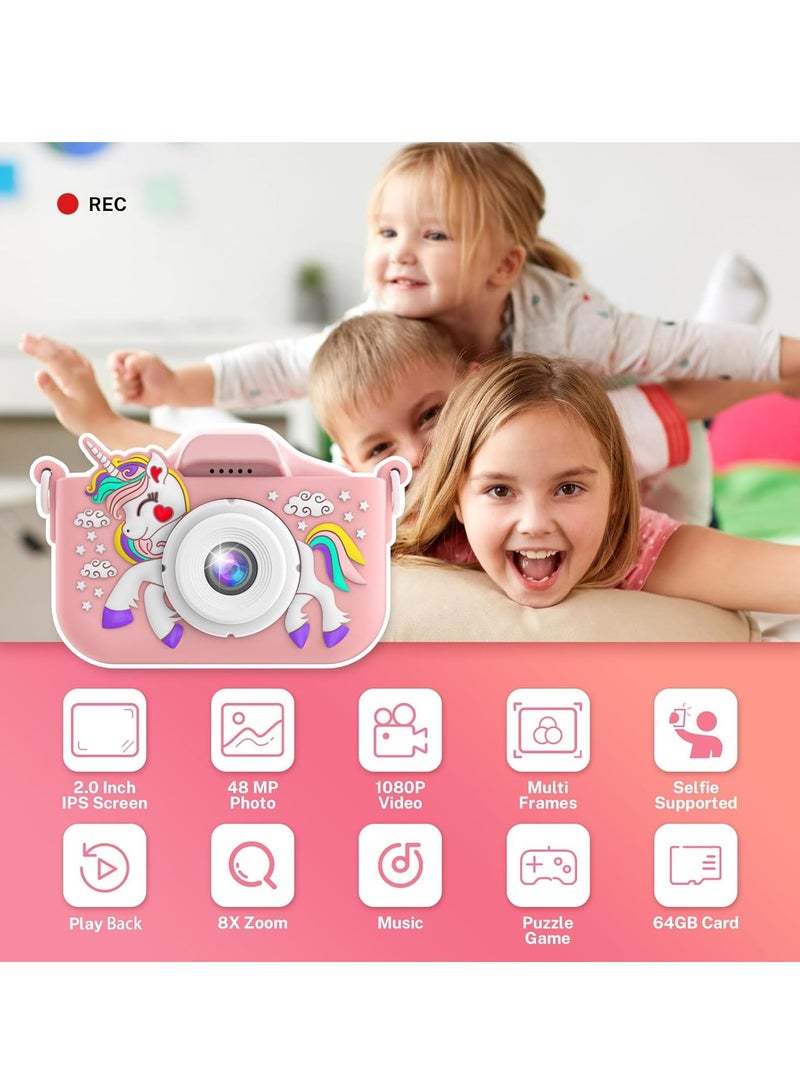 general Kids Camera for Girls, Kids Digital Camera with 32GB Card, 1080P HD Kids Video Camera for Kids Birthday Christmas Toy Gifts Selfie Childrens Camera for Toddler Age 3-12 Years Old - Image 3