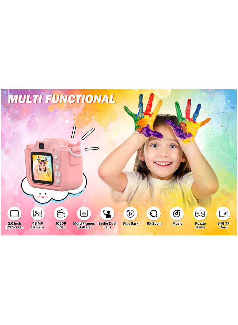 general Kids Camera for Girls, Kids Digital Camera with 32GB Card, 1080P HD Kids Video Camera for Kids Birthday Christmas Toy Gifts Selfie Childrens Camera for Toddler Age 3-12 Years Old - Image 4