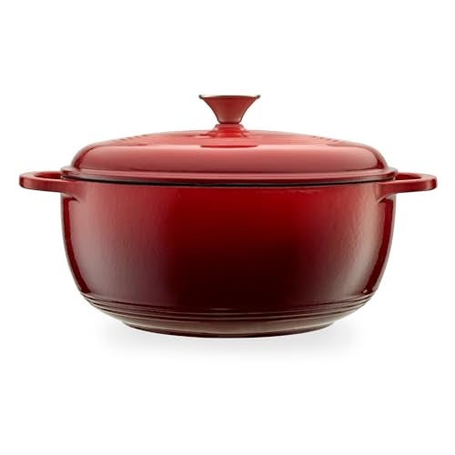 Mercer Culinary Enameled Cast Iron Round Dutch Oven, 6 qt., Red - Image 1