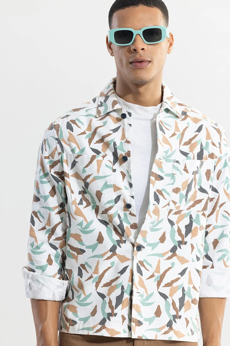 سنيتش Multicolour Abstract Long Sleeve Relaxed Casual Overshirt