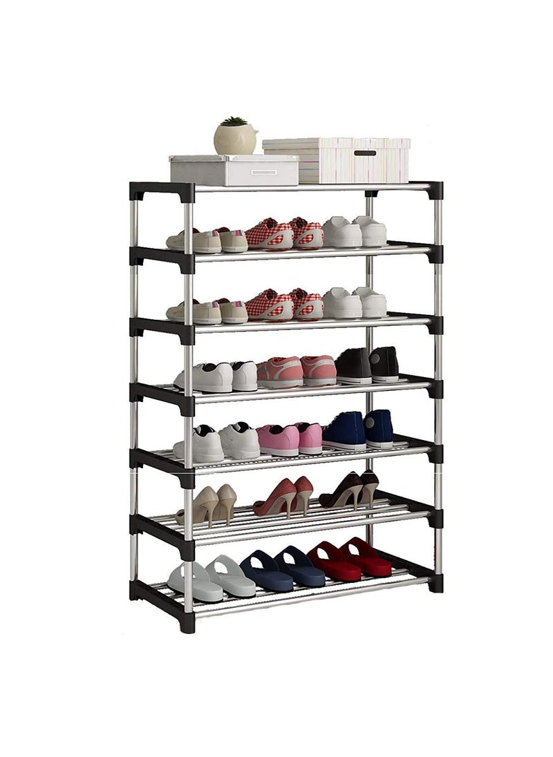 Three Secondz Three Secondz Shoe Rack Matel Shoe Stand Storage Organizer Shoe Cabinet Durable Stainless Steel Portable Iron Shoe Rack 7 Layer Black 