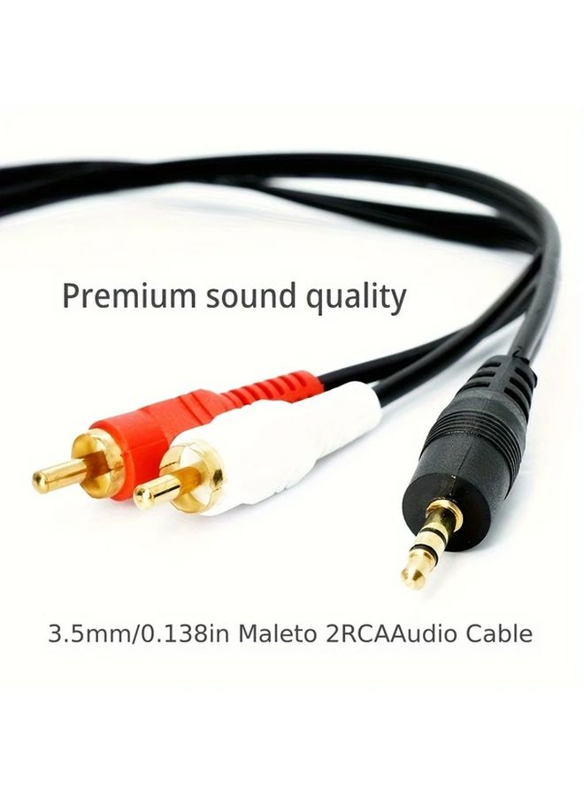 3.5 ملم AUX ذكر إلى 2 RCA ذكر كابل صوت ستيريو 157 48 بوصة سلك ملفوف مطلي بالذهب - Image 2