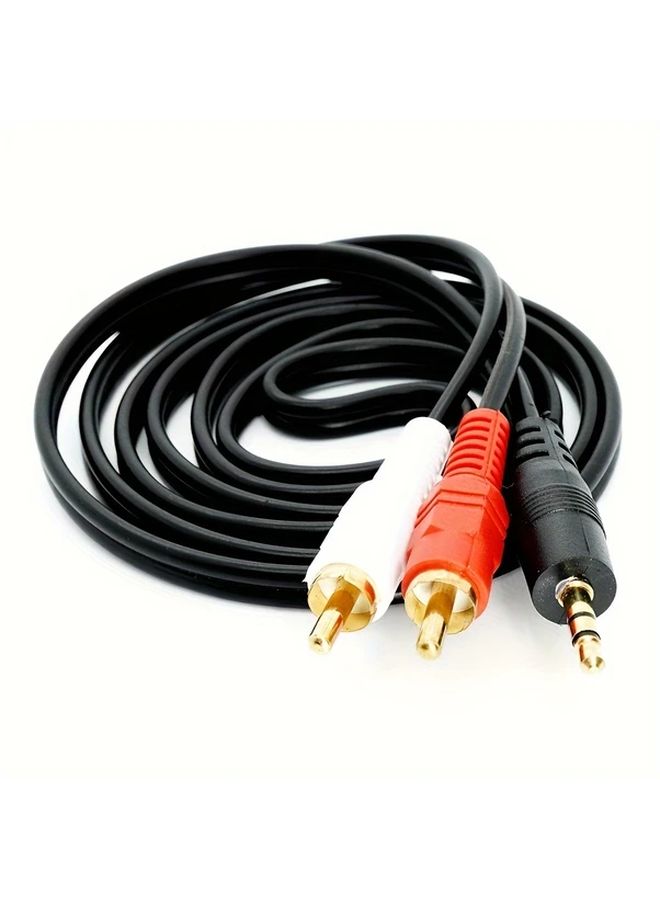 3.5 ملم AUX ذكر إلى 2 RCA ذكر كابل صوت ستيريو 157 48 بوصة سلك ملفوف مطلي بالذهب - Image 4