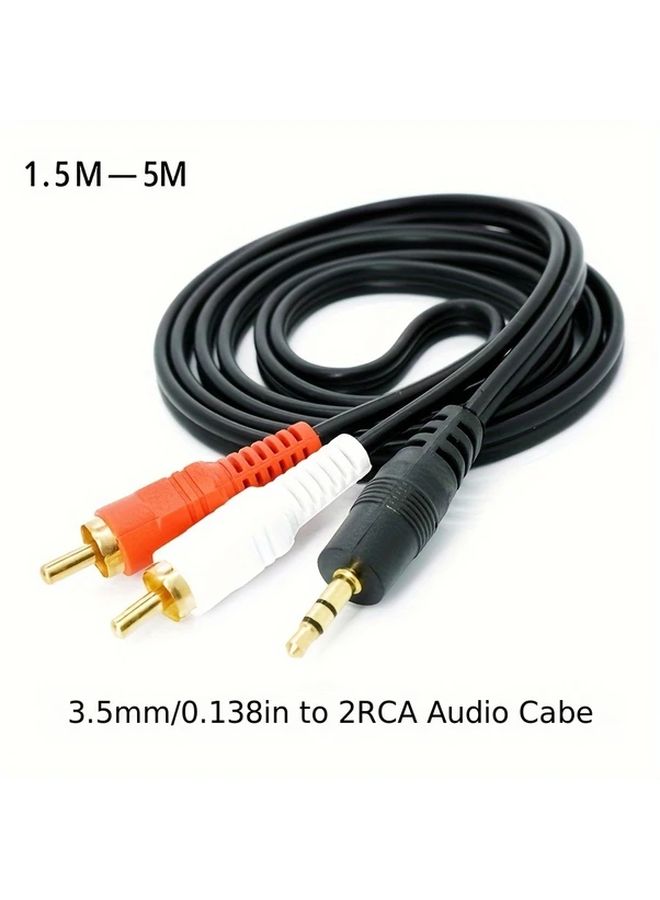 3.5 ملم AUX ذكر إلى 2 RCA ذكر كابل صوت ستيريو 157 48 بوصة سلك ملفوف مطلي بالذهب - Image 1