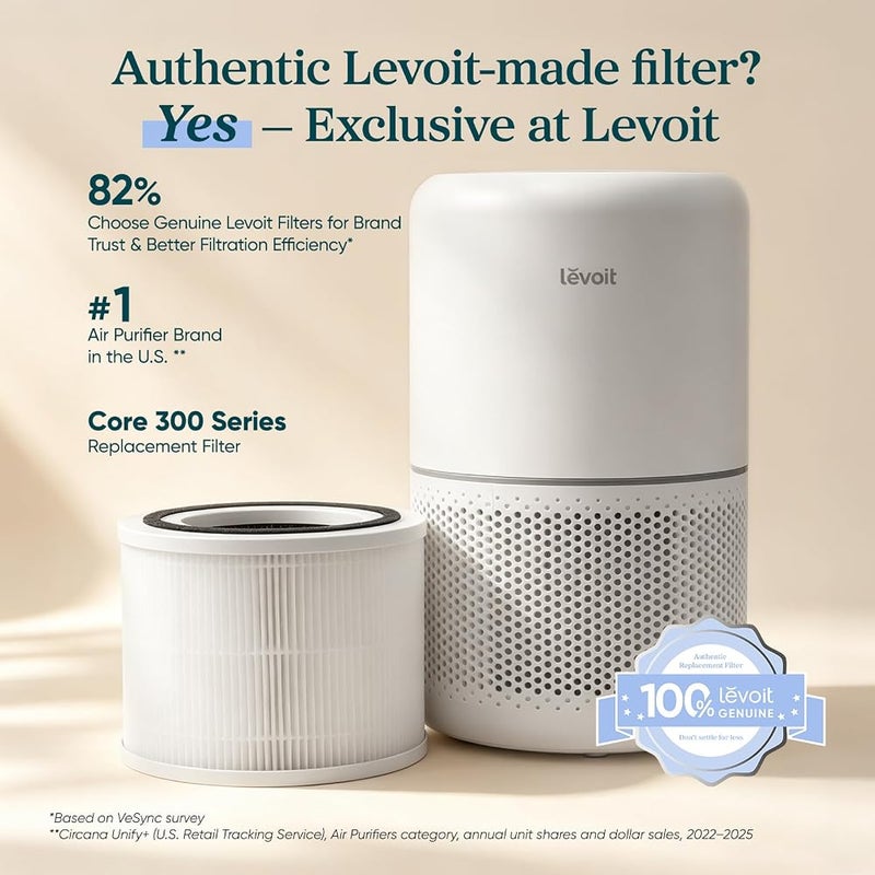 ليفويت { "titleAr": "فلتر استبدال لمنقي الهواء LEVOIT Core 300 Air Purifier، 3 في 1، تقنية HEPA الحقيقية، كربون مفعّل عالي الكفاءة، Core300-RF، عبوة واحدة، لون أبيض" "detailsAr": "حماية استثمارك: ابحث عن رمز B07RSZSYNC أو Core300-RF للحصول عل - Image 2