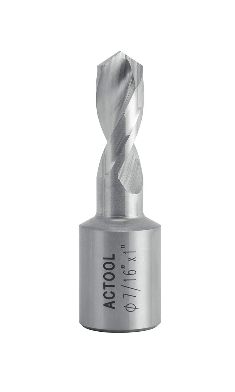 ACTOOL 7/16'' Diameter x 1'' Depth of Cut HSS Solid Drill with 3/4'' Weldon Shank, HSS Fully Ground Drill - Image 1