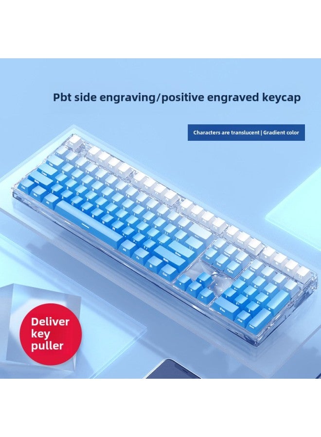 PBT Original Gradient Mechanical Keyboard Key Cap Personality Engraved Side Engraved Light Transmission Five-sided Sublimation Complete Set-Color:Gradient y Rain Engraved Translucent (adapted To 61/87/104/108 Keyboard) - Image 5