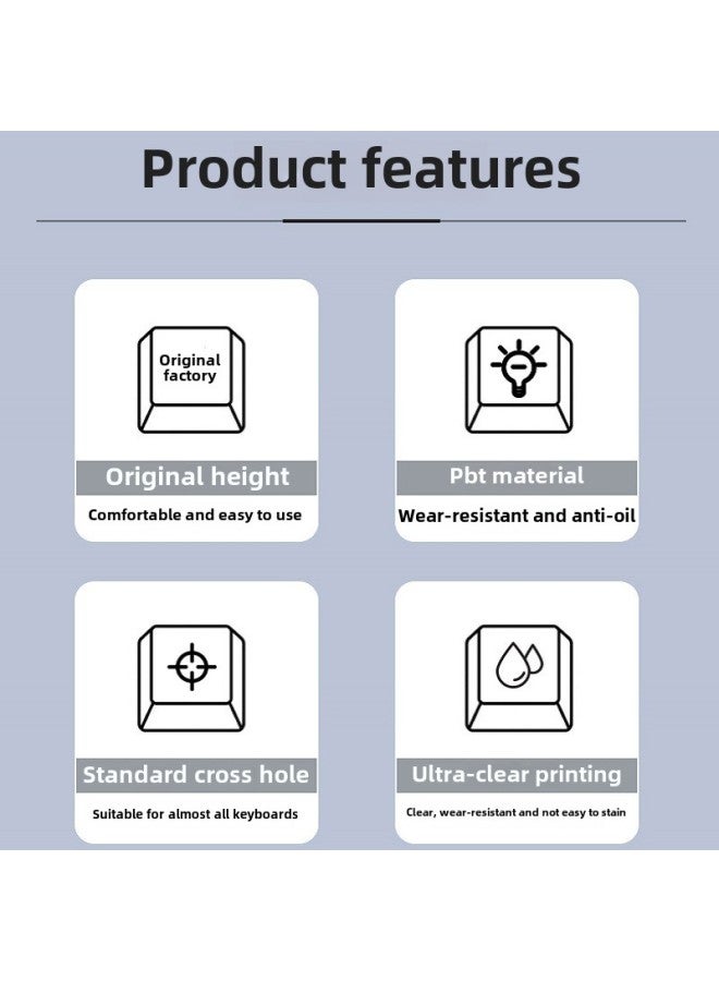PBT Original Gradient Mechanical Keyboard Key Cap Personality Engraved Side Engraved Light Transmission Five-sided Sublimation Complete Set-Color:Gradient y Rain Engraved Translucent (adapted To 61/87/104/108 Keyboard) - Image 3