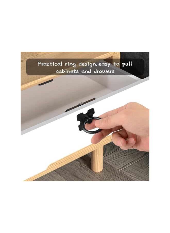 The Bros 6 Pieces Vintage Drawer Knobs Pulls Handles, Decorative Furniture Door Drawer Handles and Ring Pull with Screws for Cabinet Wardrobe Cupboard Dresser (Black) - Image 3