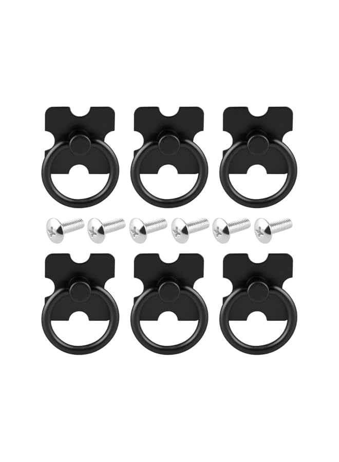 The Bros 6 Pieces Vintage Drawer Knobs Pulls Handles, Decorative Furniture Door Drawer Handles and Ring Pull with Screws for Cabinet Wardrobe Cupboard Dresser (Black) - Image 4