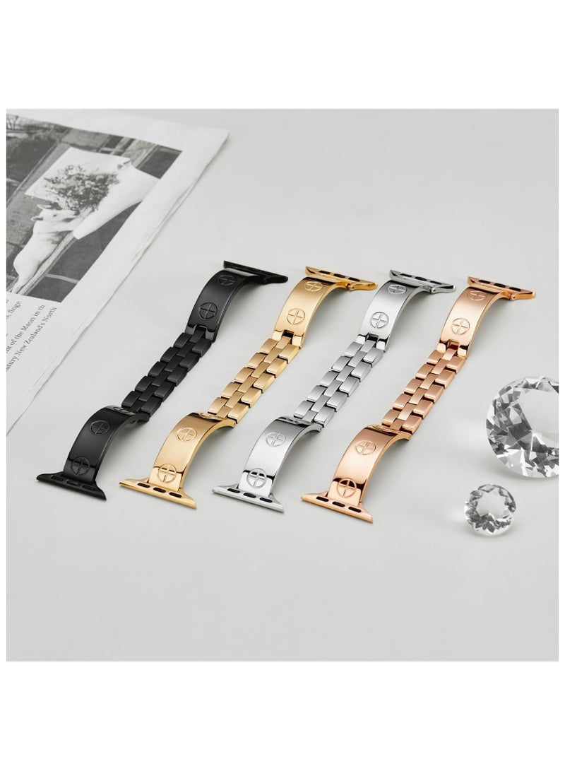 SYOSI Compatible with Apple Watch Band 38mm 40mm 41mm, Fashion Stainless Steel Metal Bling Replacement Strap, Women Dressy Bracelet Wristband for i-Watch Series 9 8 7 6 5 4 3 2 1 SE Ultra (Gold) - Image 5