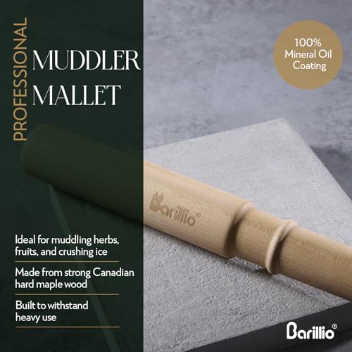 Barillio Drink Muddler Mallet and Lewis Bag Set - Big-Shot 13.75 Inch Wooden Muddler and Ice Hammer for Cocktails w/Canvas Ice Crushing Bag - Bar Tool Set - Image 5