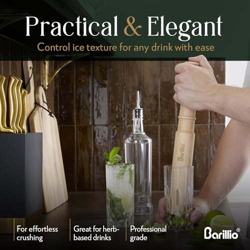 Barillio Drink Muddler Mallet and Lewis Bag Set - Big-Shot 13.75 Inch Wooden Muddler and Ice Hammer for Cocktails w/Canvas Ice Crushing Bag - Bar Tool Set - Image 3
