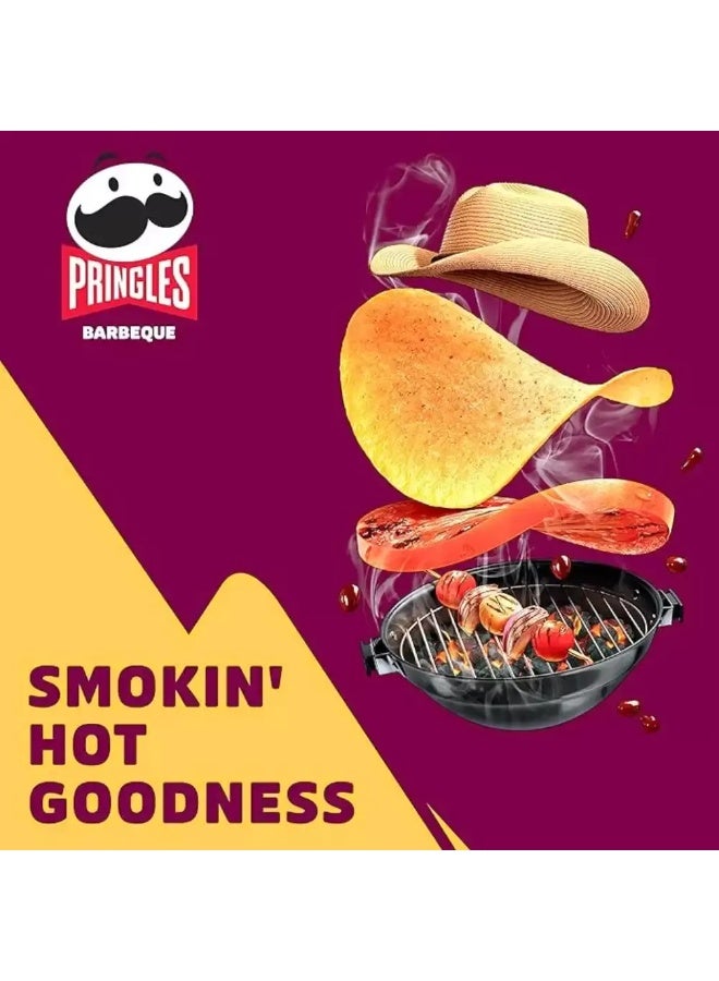 Pringles Pringles Barbeque Flavour Crispy Potato Chips, Savoury Snack- 165gms - Image 2