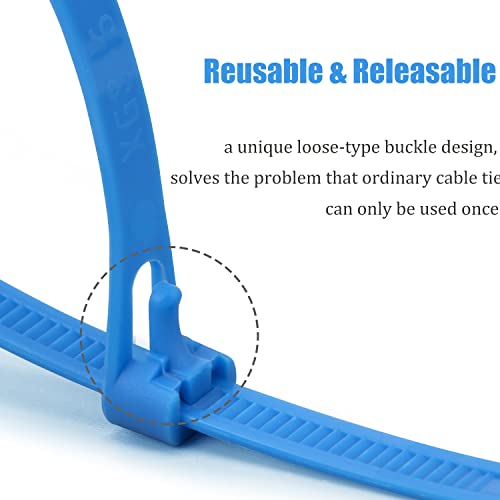 XINGO 100PCS 8 inch Black Releasable Cable Zip Ties Adjustable Wire Cable Ties, Reusable Zip Ties Tie Straps For Multi-Purpose Use Indoor And Outdoor Plastic Tie Wire - Image 4