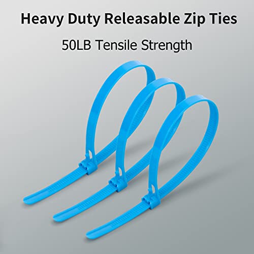 XINGO 100PCS 8 inch Black Releasable Cable Zip Ties Adjustable Wire Cable Ties, Reusable Zip Ties Tie Straps For Multi-Purpose Use Indoor And Outdoor Plastic Tie Wire - Image 5