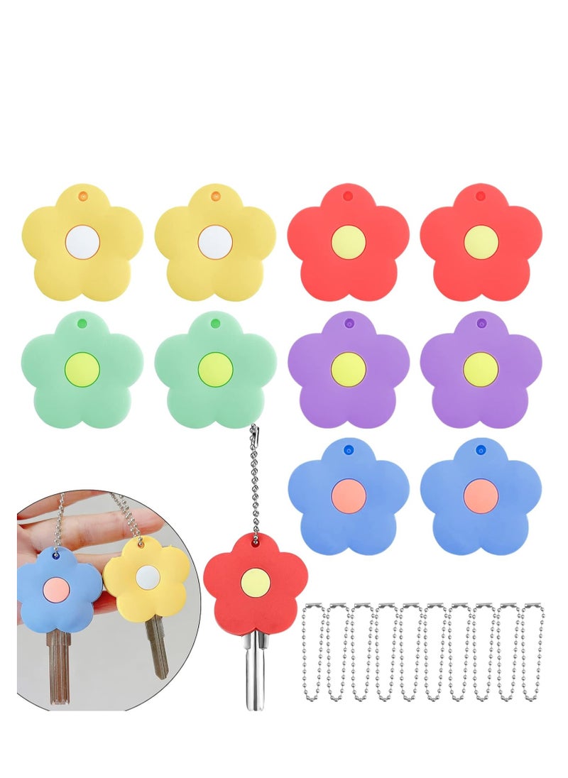SYOSI Flower Key Caps Silicone Key Ring Covers Tags Keychain Case Shell Key Protector Caps Identifier Rings Combination Key Key Caps Covers Tags Handy Key Ring Holder for Distinguishing Keys 10 Pcs  - Image 1