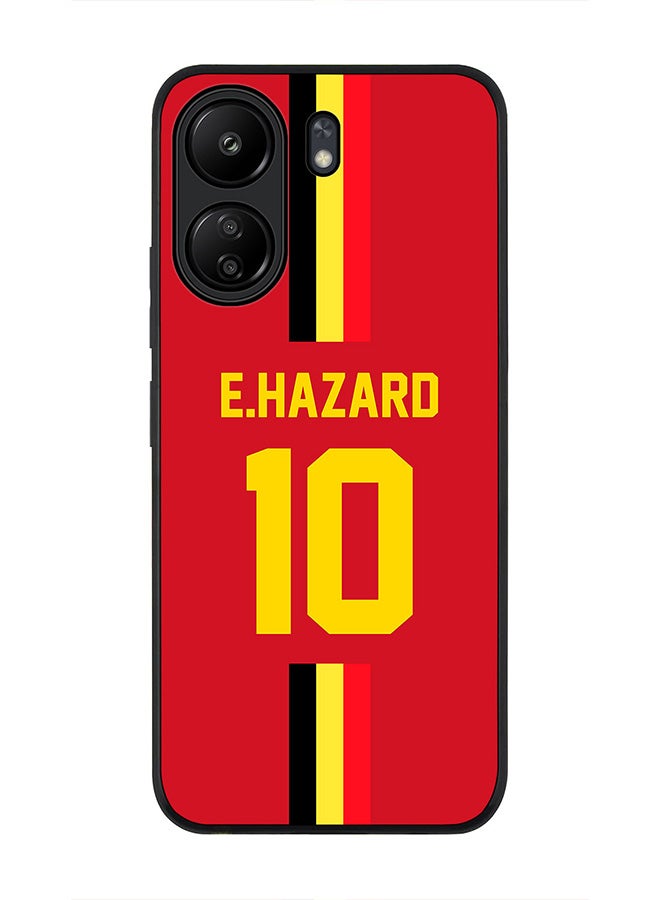 Stylizedd Rugged Black Edge Case for Xiaomi Redmi 13C 4G, Slim fit Flexible Case Cover - Football Team - Belgium, Player Name - E.Hazard - Image 1