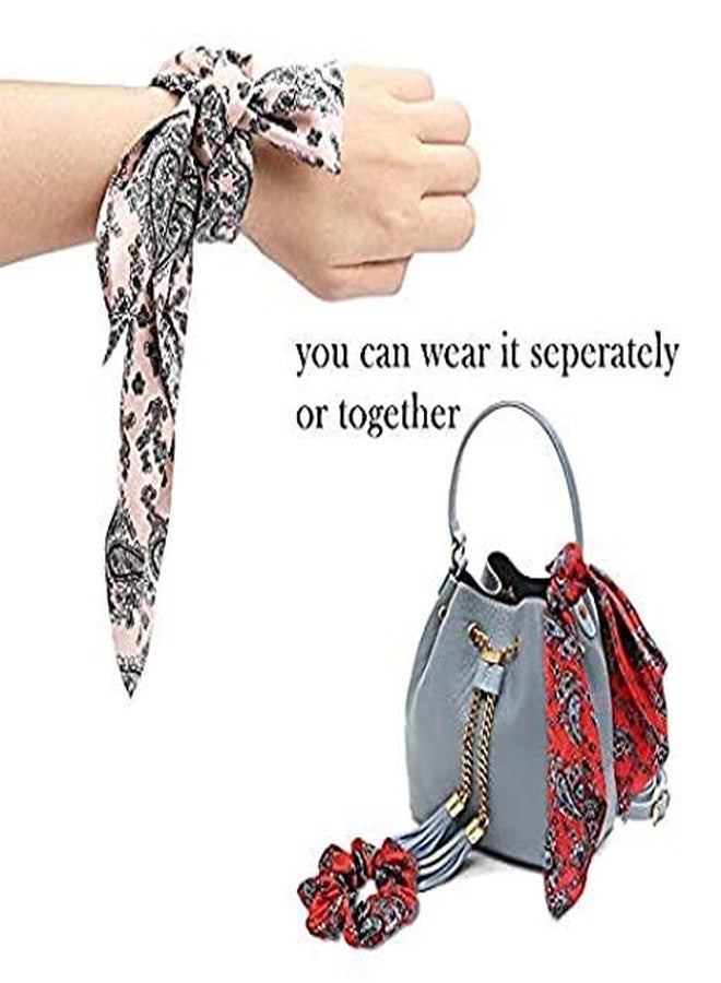 Cutewing Hair Scarf Ties Ponytail with 6PCS Scarf-Scrunchies, Paisley Flower Printing, Chiffon Material, for Women Girls, Hair Accessories - Image 5
