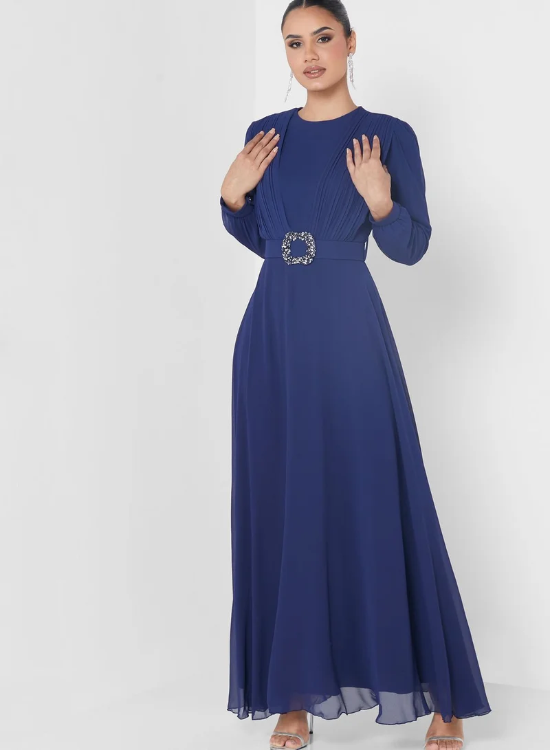 Khizana Shimmer Belted Dress