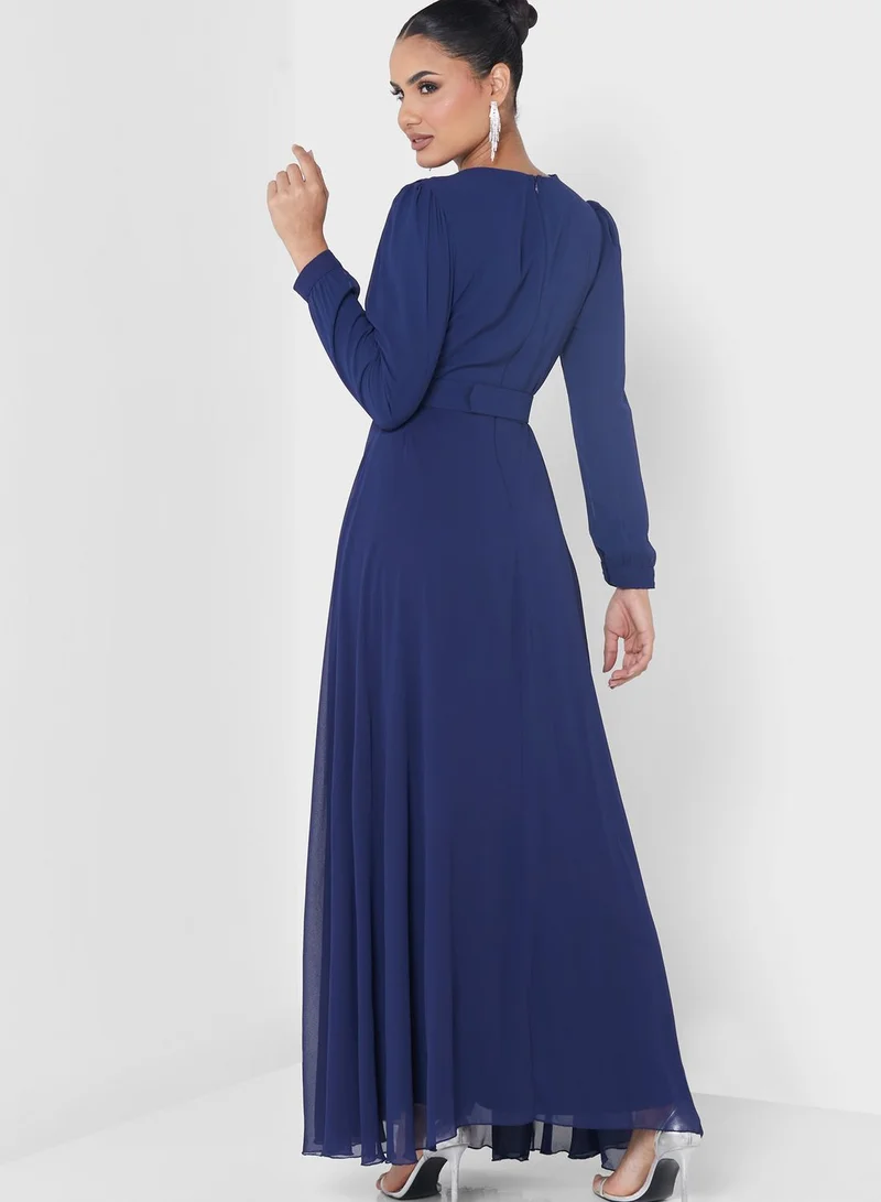 Khizana Shimmer Belted Dress