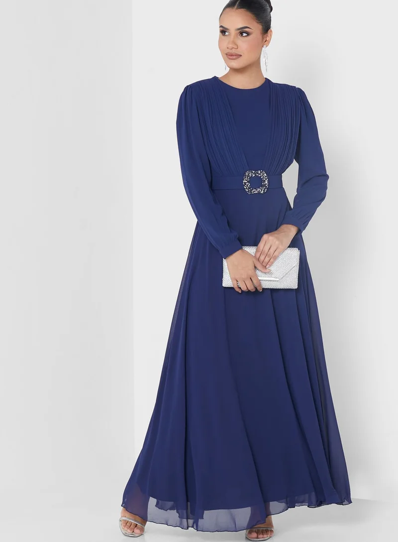 Khizana Shimmer Belted Dress