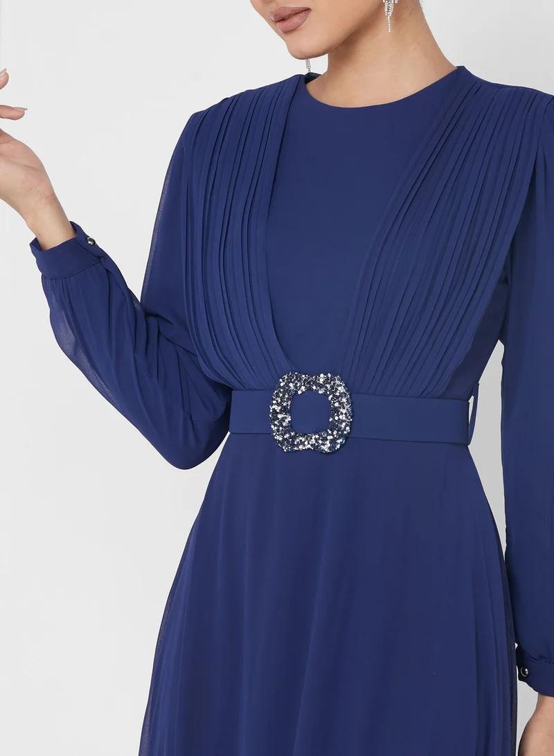 Khizana Shimmer Belted Dress