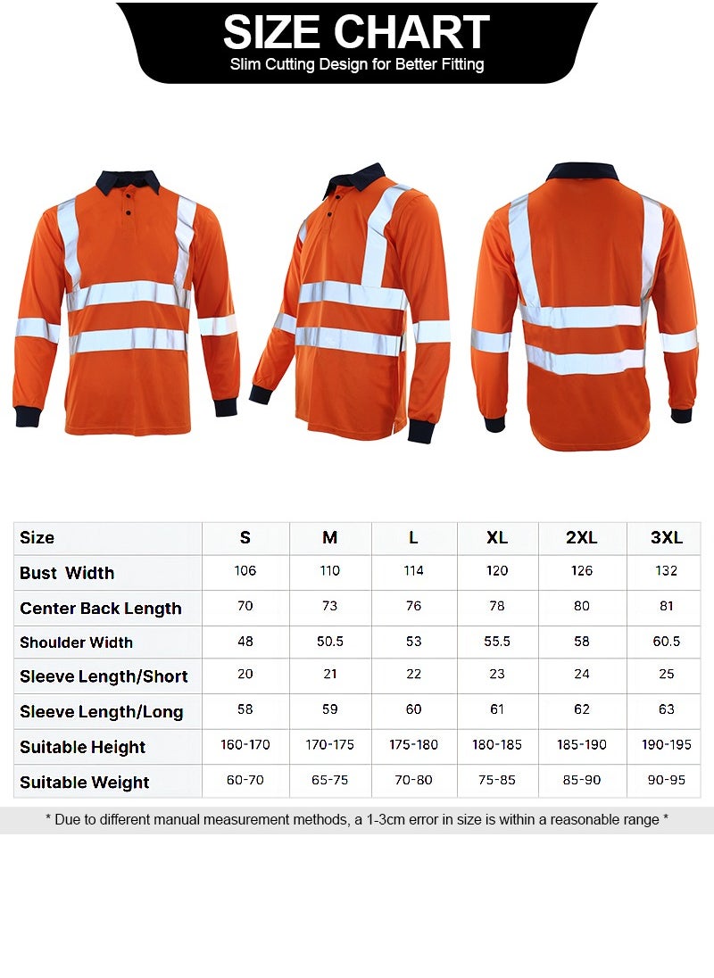 Zuolaya - Long Sleeves Safety T-Shirt with 5inch Reflective Strips High Visibility Work Shirt for Men Orange - Image 1