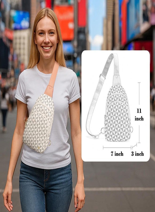 INICAT Crossbody Sling Bags Travel Cross Body Purses Faux Leather Fanny Packs Chest Bag for Women(White Checkered) - Image 2