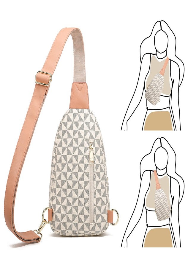 INICAT Crossbody Sling Bags Travel Cross Body Purses Faux Leather Fanny Packs Chest Bag for Women(White Checkered) - Image 5