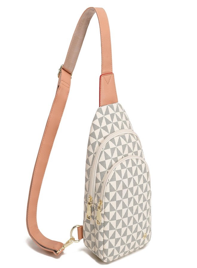 INICAT Crossbody Sling Bags Travel Cross Body Purses Faux Leather Fanny Packs Chest Bag for Women(White Checkered) - Image 1
