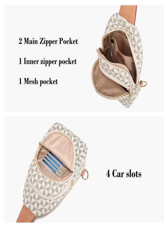 INICAT Crossbody Sling Bags Travel Cross Body Purses Faux Leather Fanny Packs Chest Bag for Women(White Checkered) - Image 3