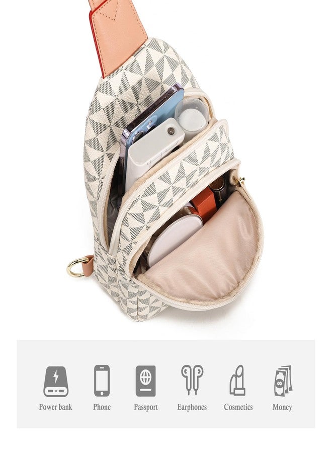 INICAT Crossbody Sling Bags Travel Cross Body Purses Faux Leather Fanny Packs Chest Bag for Women(White Checkered) - Image 4