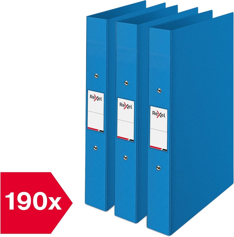Rexel Choices, A4 Ring Binder, 25 mm Spine, 190 Sheet Capacity, File Folder, Document Organisation, Blue, Pack of 3, 2115728 - Image 4