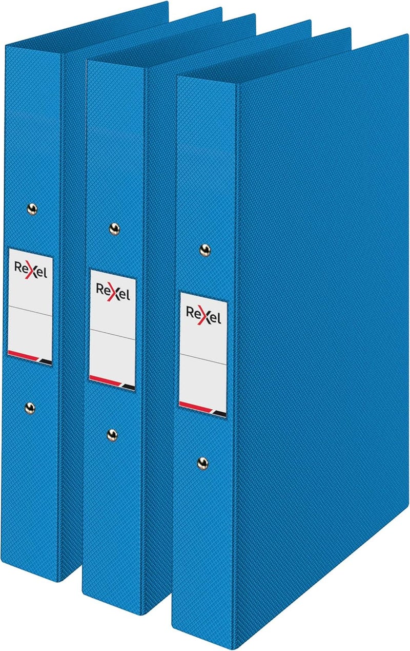 Rexel Choices, A4 Ring Binder, 25 mm Spine, 190 Sheet Capacity, File Folder, Document Organisation, Blue, Pack of 3, 2115728 - Image 1