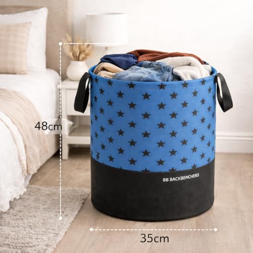 BB BACKBENCHERS Foldable Laundry Basket for Clothes with Lid 48L Durable Cloth Storage Basket Multipurpose Organizer for Laundry Toys and Home Essentials (BLUE) - Image 2