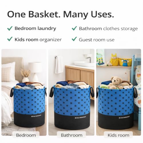 BB BACKBENCHERS Foldable Laundry Basket for Clothes with Lid 48L Durable Cloth Storage Basket Multipurpose Organizer for Laundry Toys and Home Essentials (BLUE) - Image 4