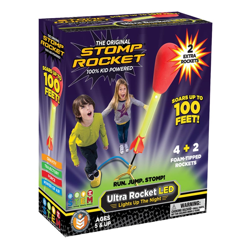 Stomp Rocket Ultra LED Rocket Launcher for Kids, 6 LED Foam Tipped Rockets - Fun Backyard & Outdoor Kids Toys Gifts for Boys & Girls - Toy Foam Blaster Set - Multi-Player Adjustable Launch Stand - Image 1