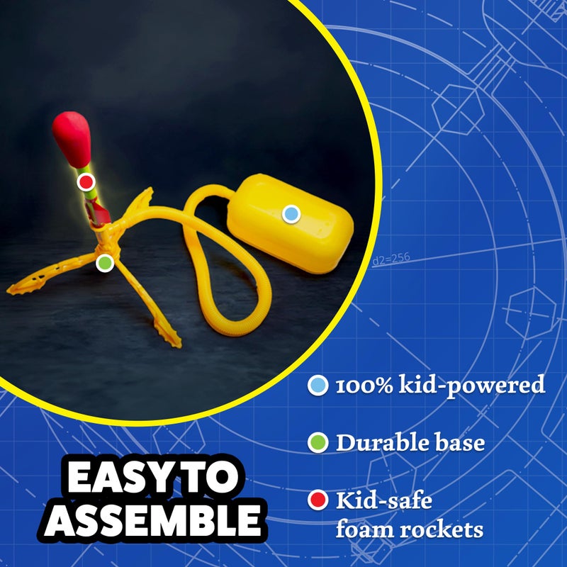 Stomp Rocket Ultra LED Rocket Launcher for Kids, 6 LED Foam Tipped Rockets - Fun Backyard & Outdoor Kids Toys Gifts for Boys & Girls - Toy Foam Blaster Set - Multi-Player Adjustable Launch Stand - Image 4