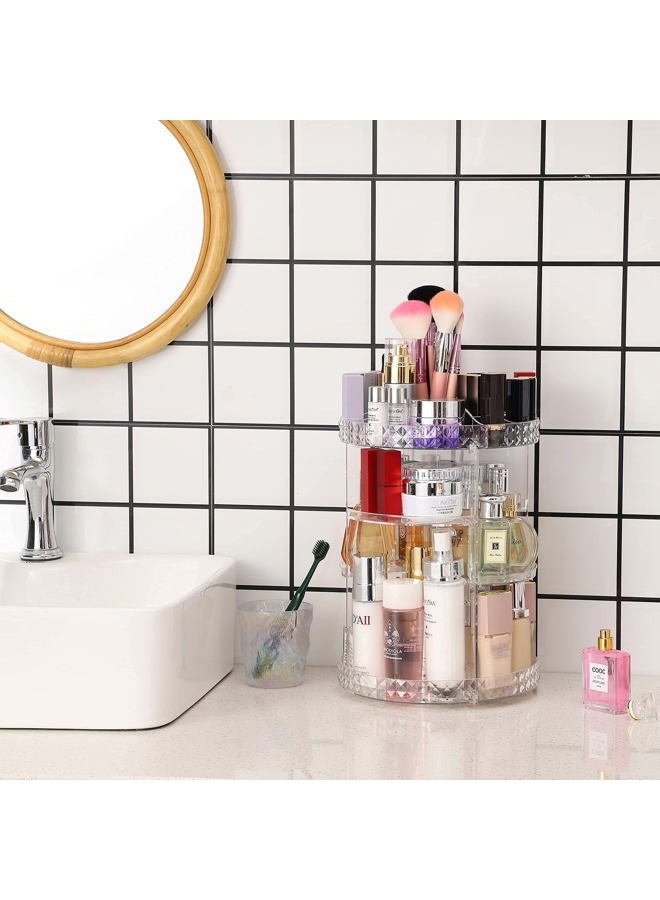 Cq acrylic 360 Degree Rotating Skin Care Organizer Countertop For Vanit,Adjustable Make up Holder Height,Clear Plastic Spinning Makeup Organizer for Skincare Beauty Product Bathroom Organizer,1Pcs  - Image 5