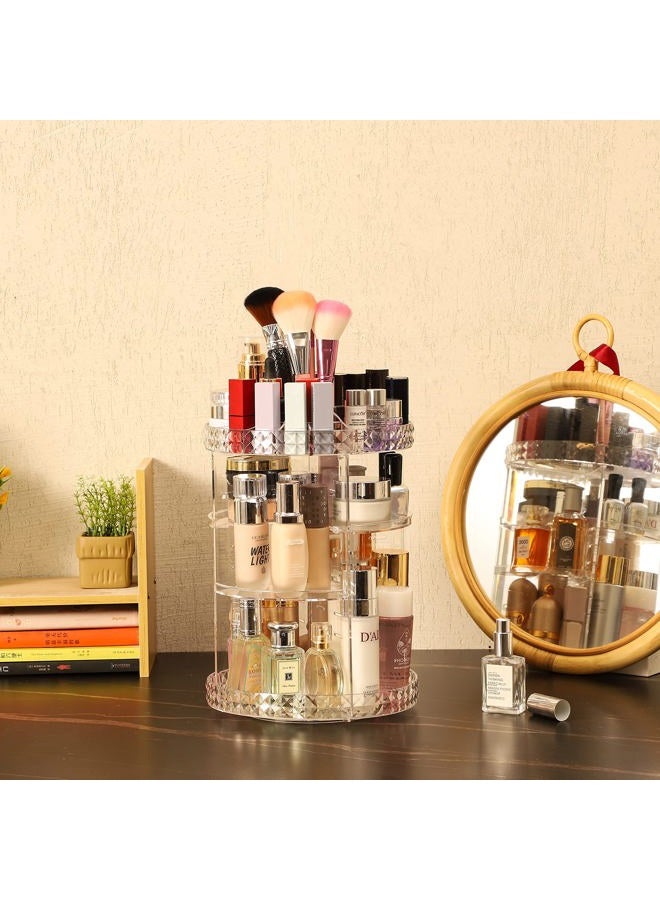Cq acrylic 360 Degree Rotating Skin Care Organizer Countertop For Vanit,Adjustable Make up Holder Height,Clear Plastic Spinning Makeup Organizer for Skincare Beauty Product Bathroom Organizer,1Pcs  - Image 4