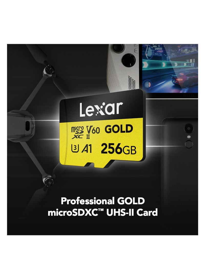 Lexar Professional GOLD UHS-II microSDXC Memory Card 256GB - Image 2