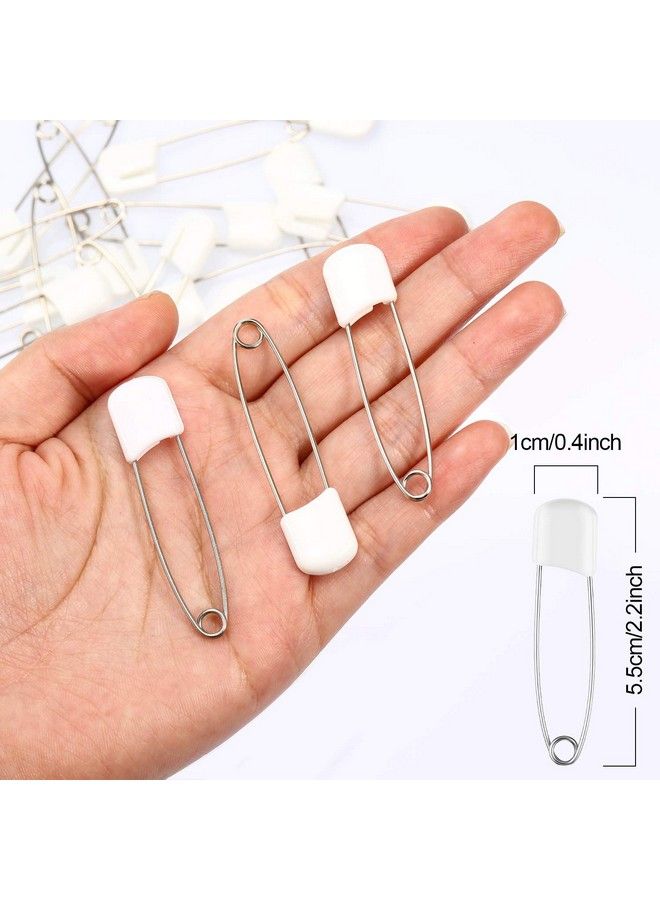 WILLBOND 50 Pieces Diaper Pins Baby Safety Pins 2.2 Inch Plastic Head Cloth Diaper Pins With Locking Closures Stainless Steel Nappy Pins With Velvet Bag (White) - Image 3