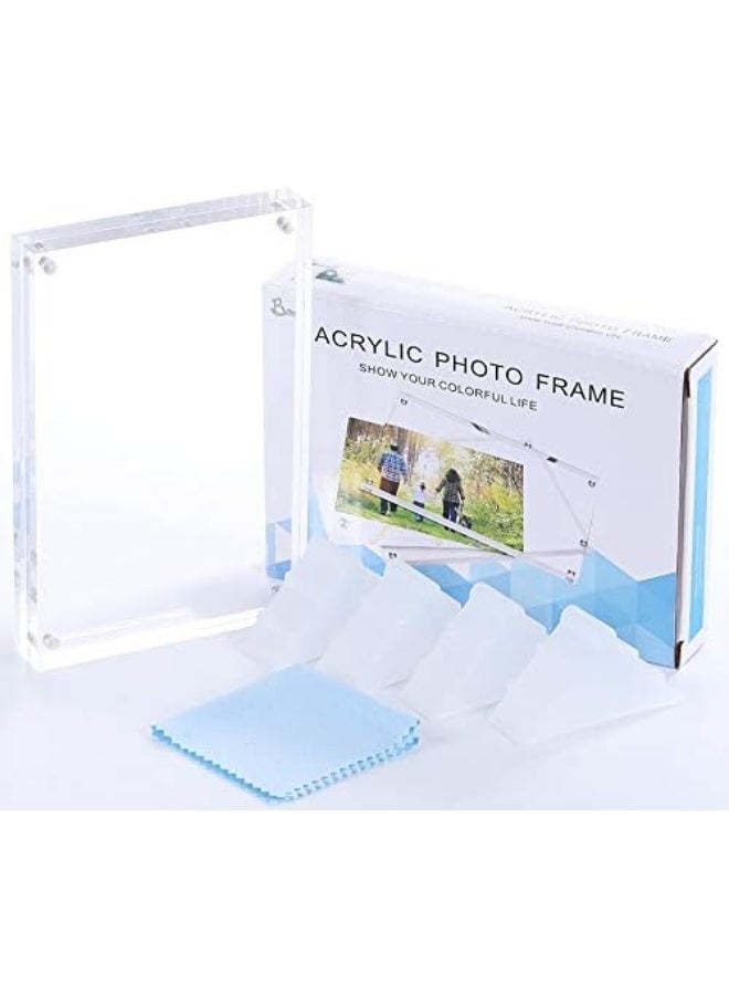 Boxalls 6x8 Inches Acrylic Picture Frame, Double Sided Clear Frameless Photo Frame with Magnetic Desktop Transparent - Image 2