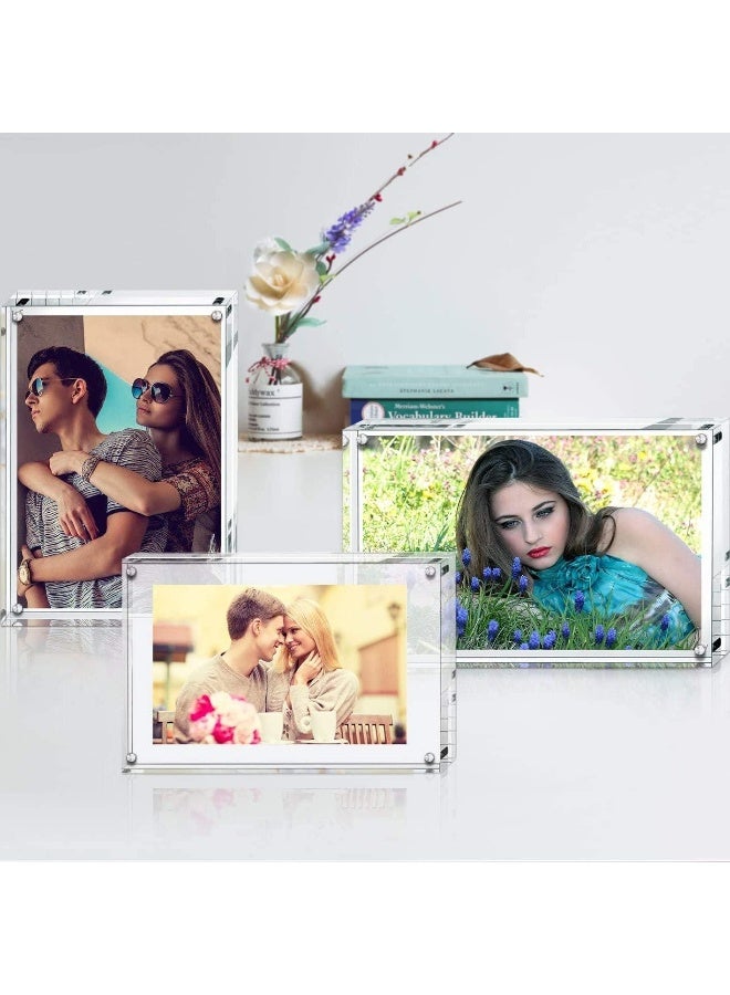 Boxalls 6x8 Inches Acrylic Picture Frame, Double Sided Clear Frameless Photo Frame with Magnetic Desktop Transparent - Image 5